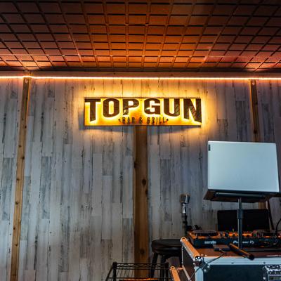 Top Gun Bar and Grill sign.