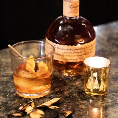 smoked whiskey with Blantons bottle.