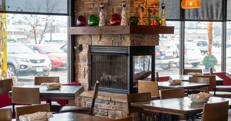 Interior, tables and chairs ready for guests