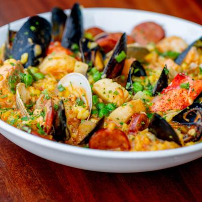 Seafood paella.