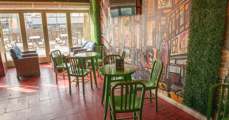 Inside, seating area, wall mural