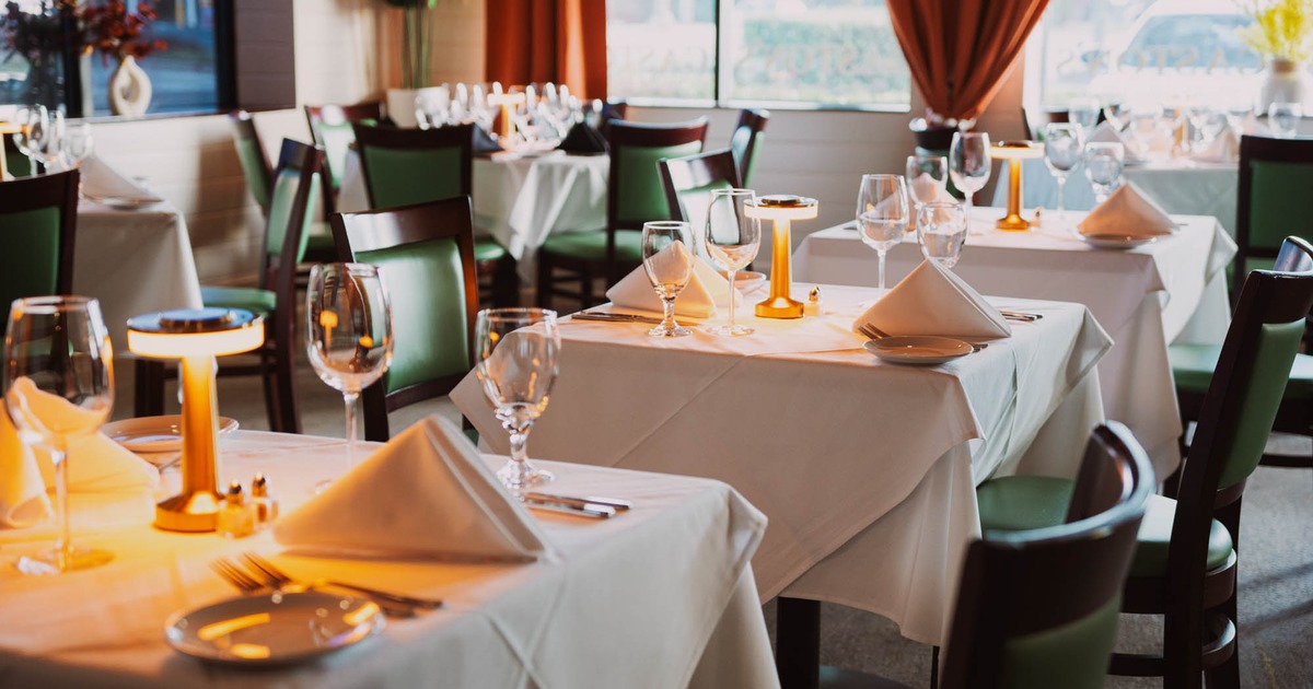 Inside, table ready for guests