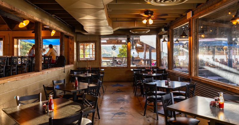 Interior, dining area, tables and chairs