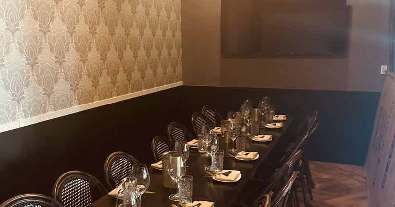 Interior, private parties room with set table