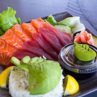 Raw fish plate with sides