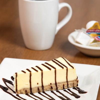 Cheesecake and a cup of coffee.