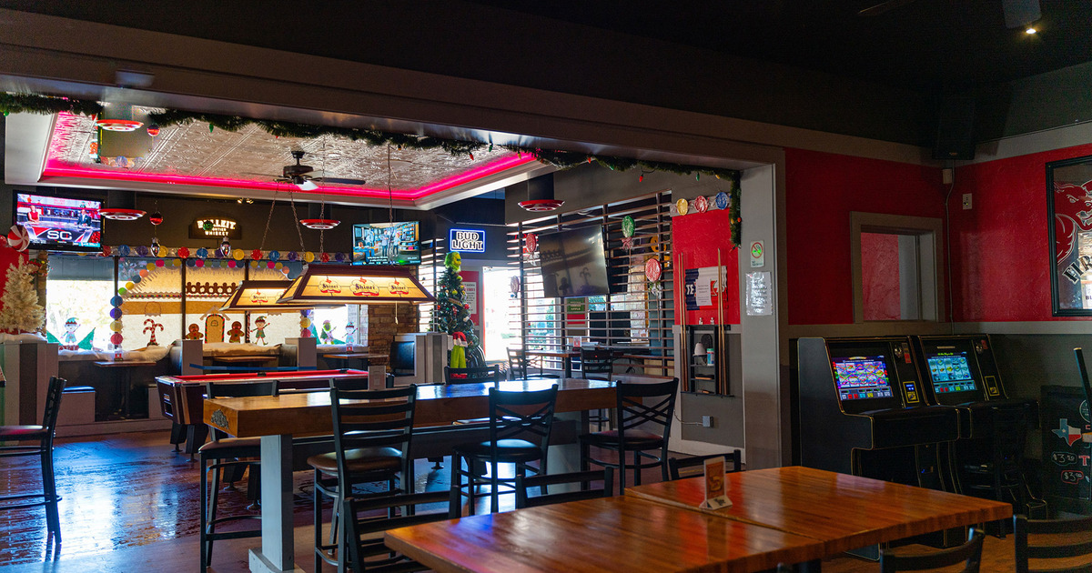 Interior, main seating area, arcade games, pool table