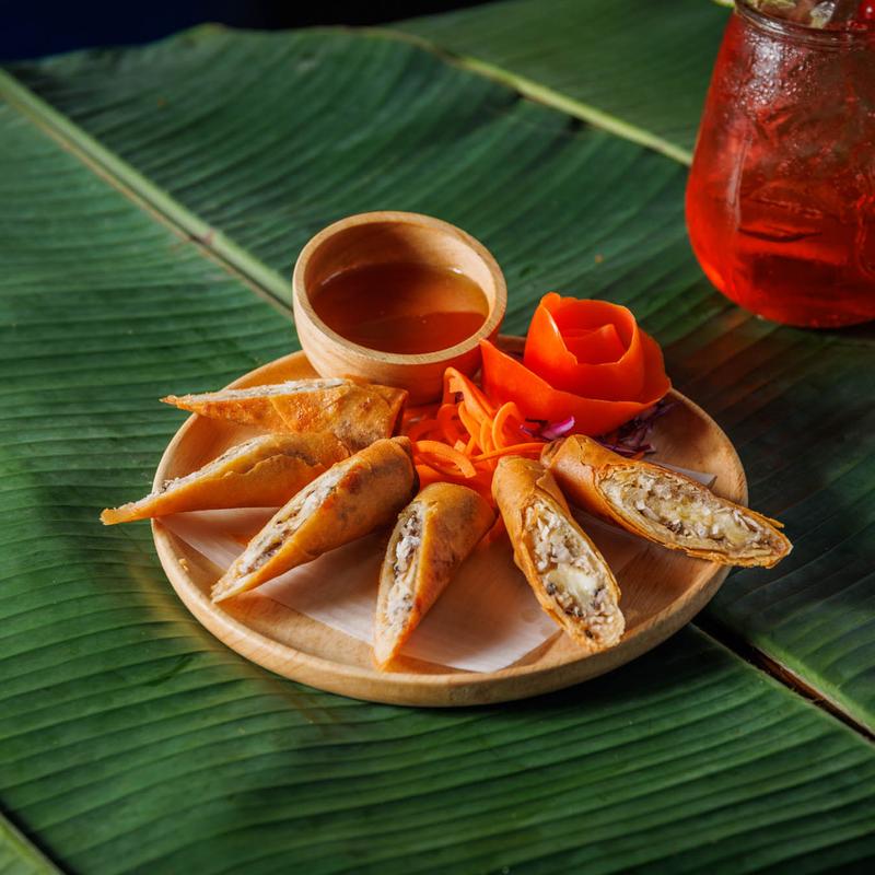 Fried banana with honey photo
