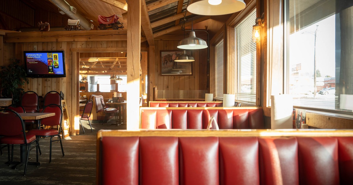 Interior, booth seating area, closeup