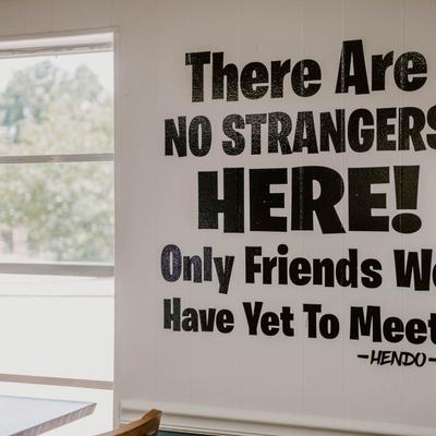 A writing on the interior wall.