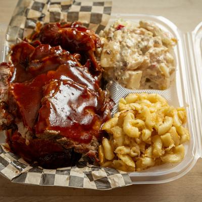 Tri-Tip with Mac & Cheese, Potato Salad.