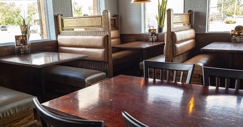 Interior, diner tables, chairs, booths