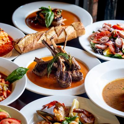 Assorted food dishes.