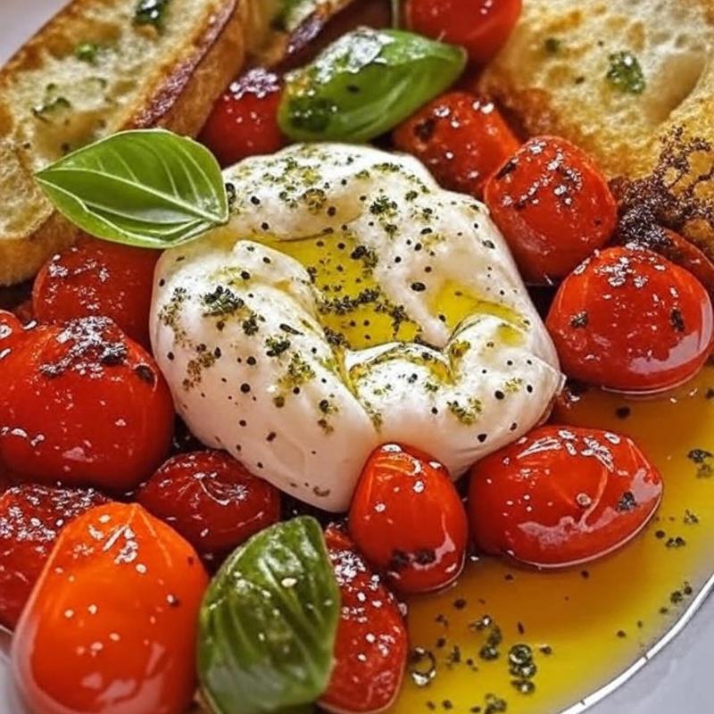 Burrata and  roasted tomato photo