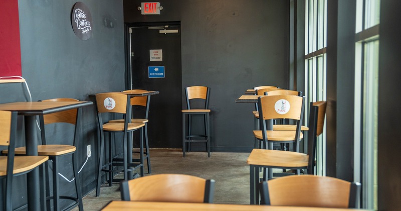 Diner area, tables and chairs