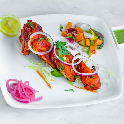 Grilled half chicken, marinated in yogurt sauces.