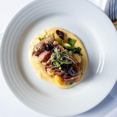 Served duck breasts.