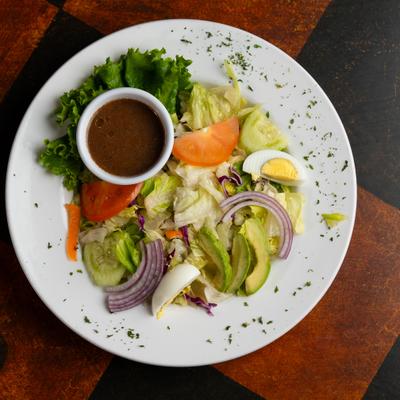 Plate of Mixed Salad, top view.