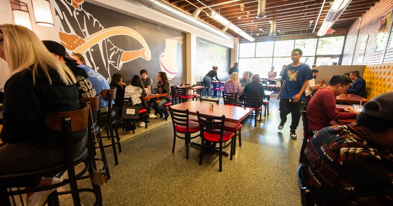 Interior, crowded dining area