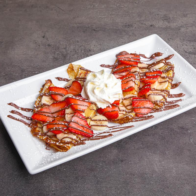menu item 13 of 70, Strawberry, Banana & Nutella 'N Cream Crepes