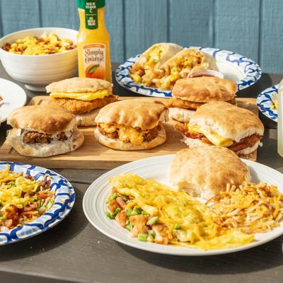 Assorted food dishes.