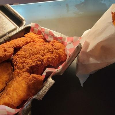 Deep fried fish fillets.