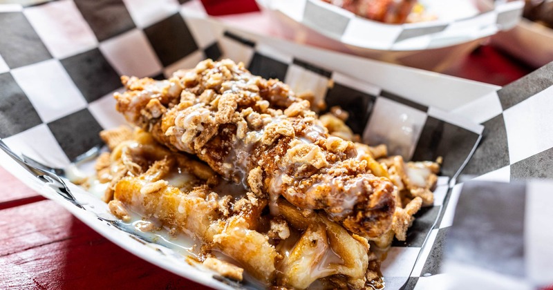 Chicken and waffles with cinnamon toast crunch