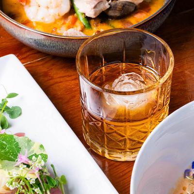 A served food and a drink.