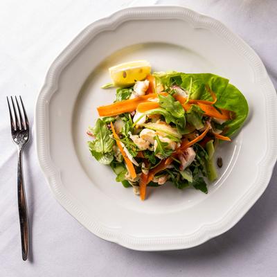Seafood salad, with octopus and shrimp.