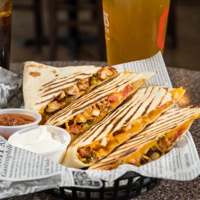 Quesadillas and dip.