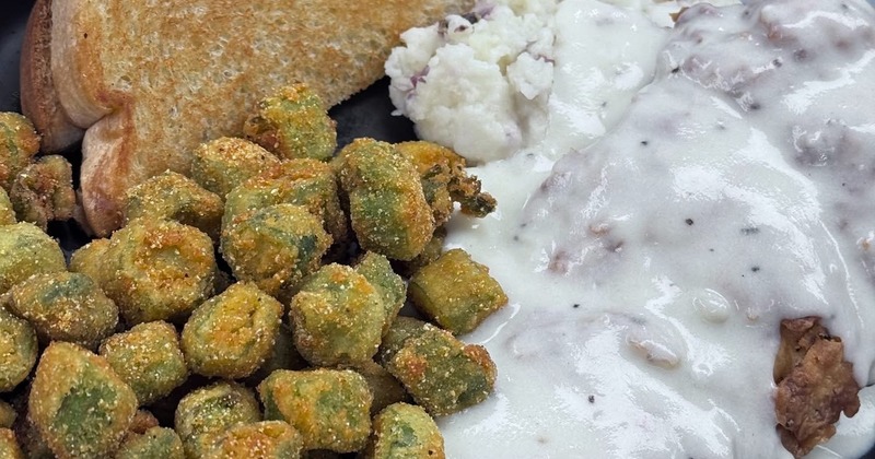 Chicken Fried Steak with sides, close-up