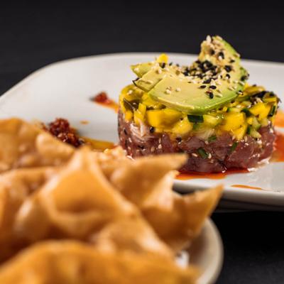 Ahi Tuna Tartare with mango, avocado, and sesame.