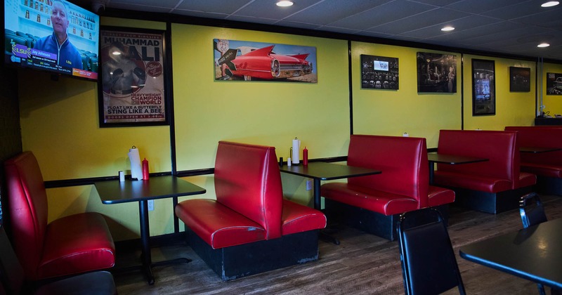 Interior, booths by the wall