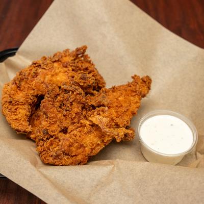 Chicken fingers with dip.