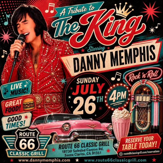Danny Memphis stars in his Tribute to the King Sunday July 26th at 4pm