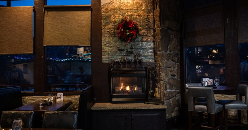 Tables by the fireplace