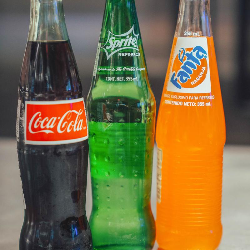 Coca Cola, Sprite, and Fanta.