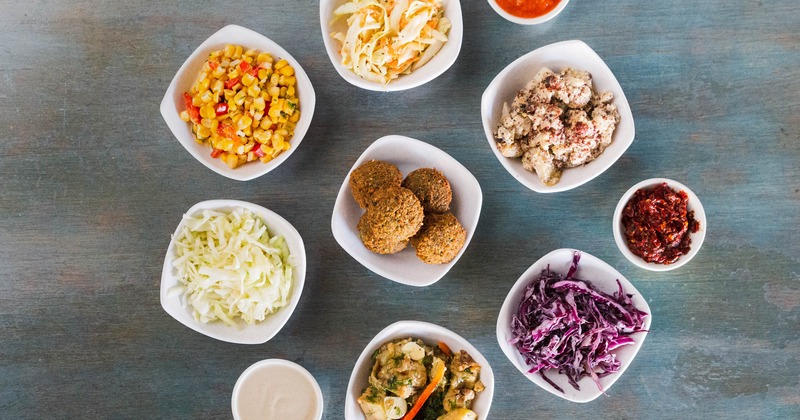 The Mezze plates, overhead view
