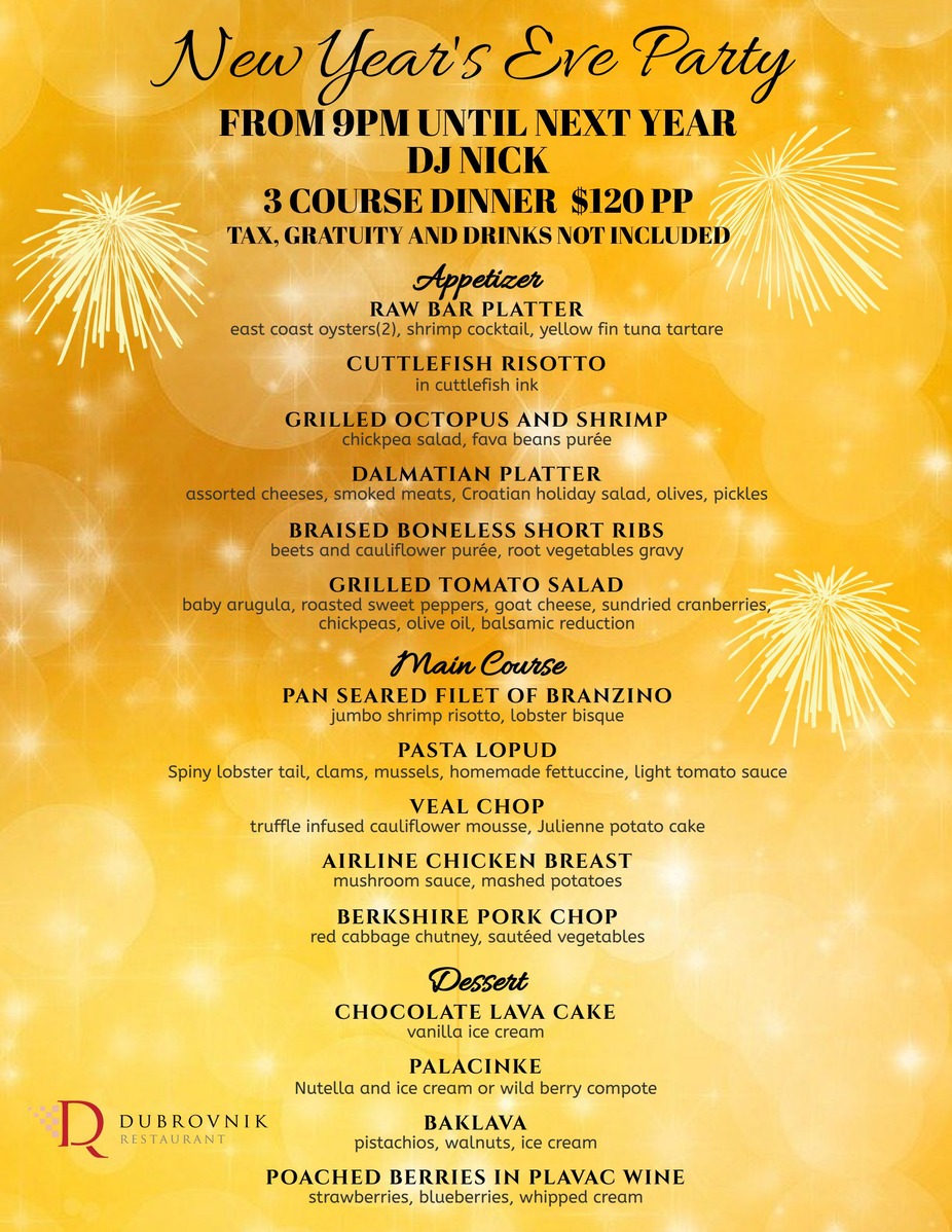 New Year's Eve Party Menu event photo
