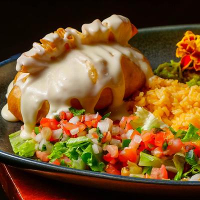 Chimichanga plate, close up.