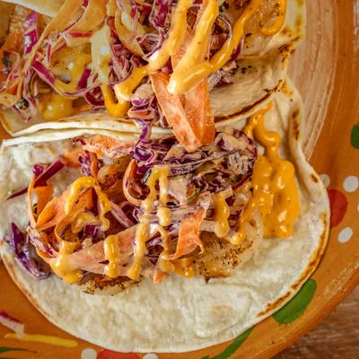 Honey chipotle shrimp tacos.