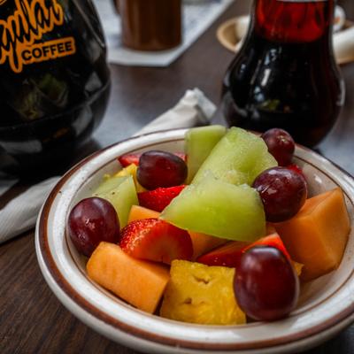 Bowl of mixed fruit.