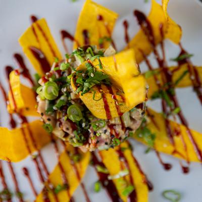 Snacks and fish with decorations