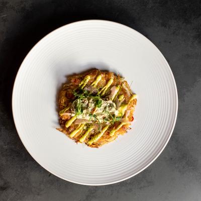 Grilled meat with decorations on top