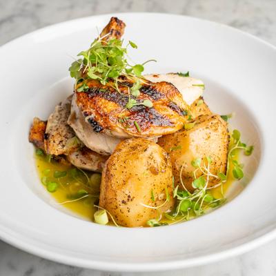 Half roasted marinated chicken.