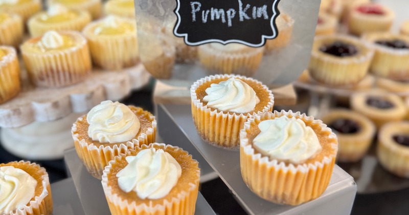 Desserts on plates, served