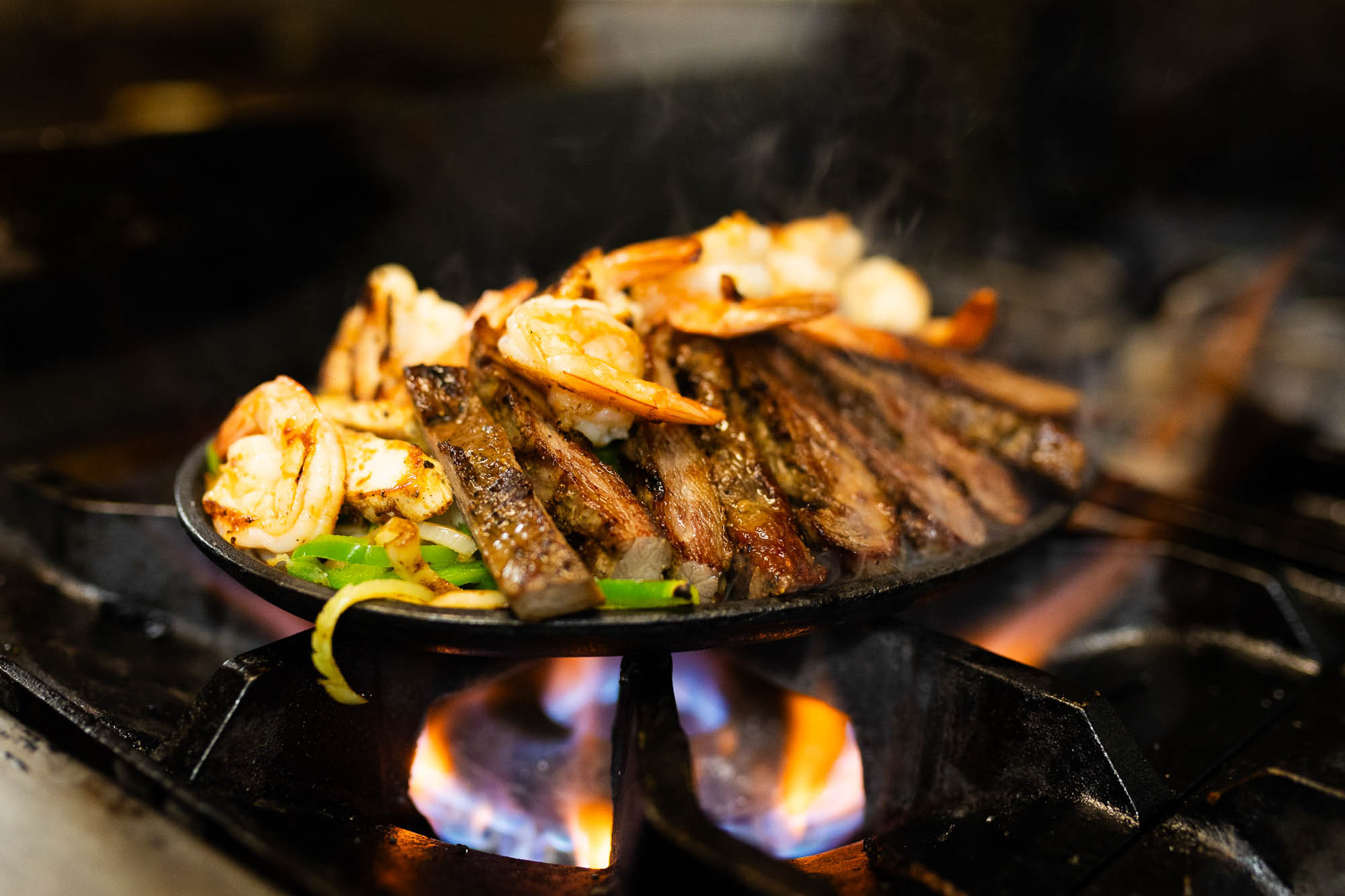 Beek, Chicken, and Shrimp fajitas for two