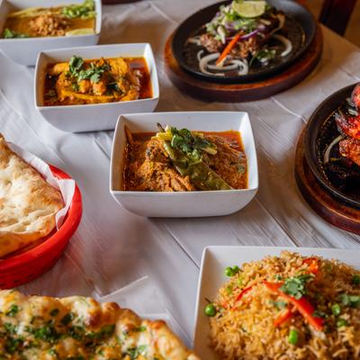 Assorted food dishes on the table.