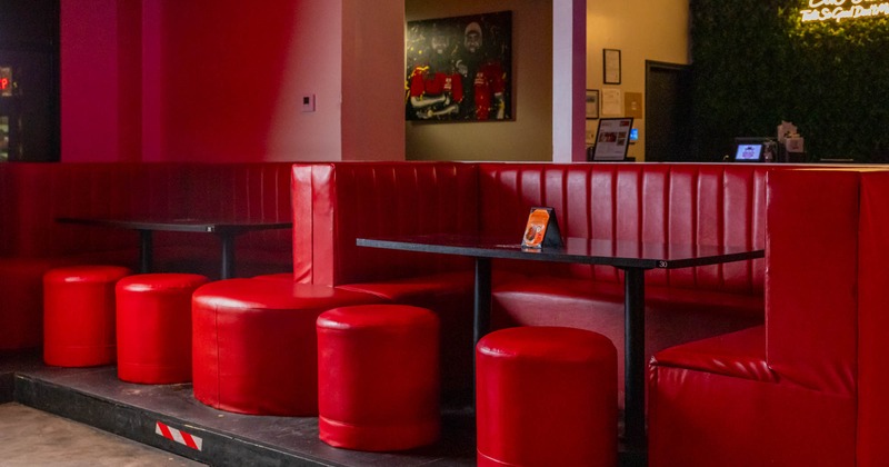 Interior, booths and tables