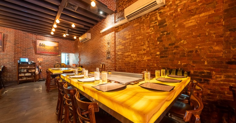 Interior of a warm, cozy restaurant